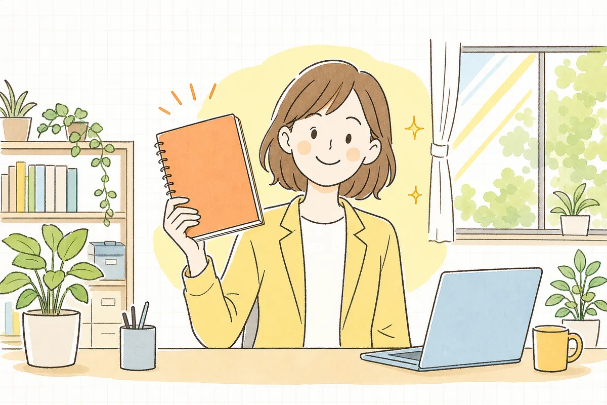 どのSNSに注力するかを決めて、すっきりと前を向いて微笑んでいる企業SNS担当者の情景
