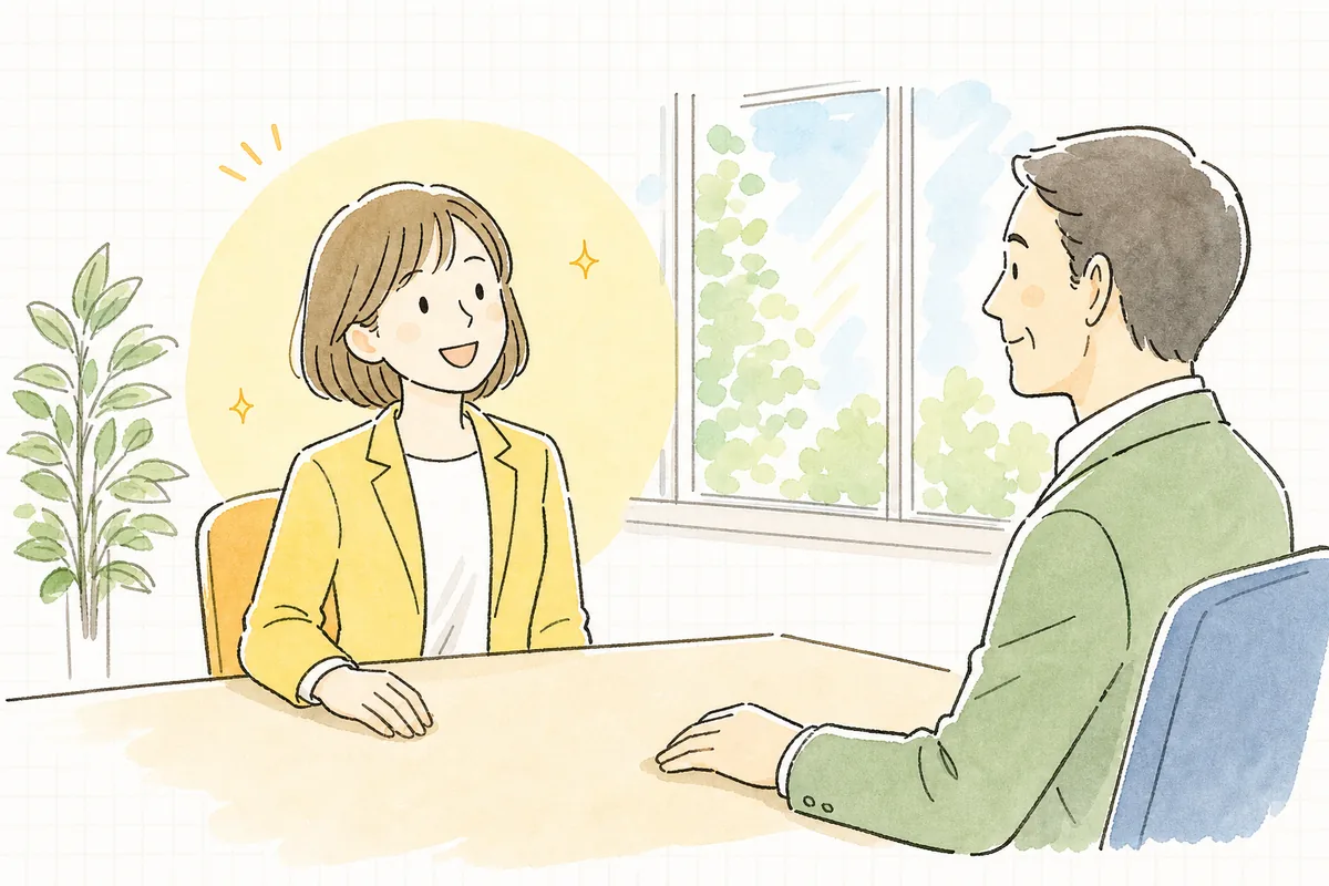 報告を終えて上司とうなずき合い、すっきりした表情で前を向く企業SNS担当者の情景